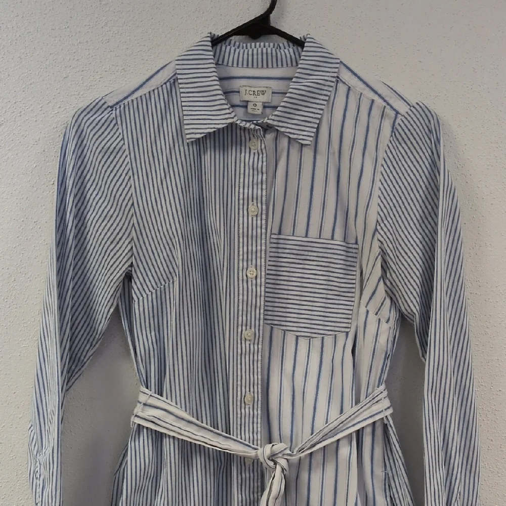 J. Crew White and Blue Striped Button-Up - Picture 2 of 3